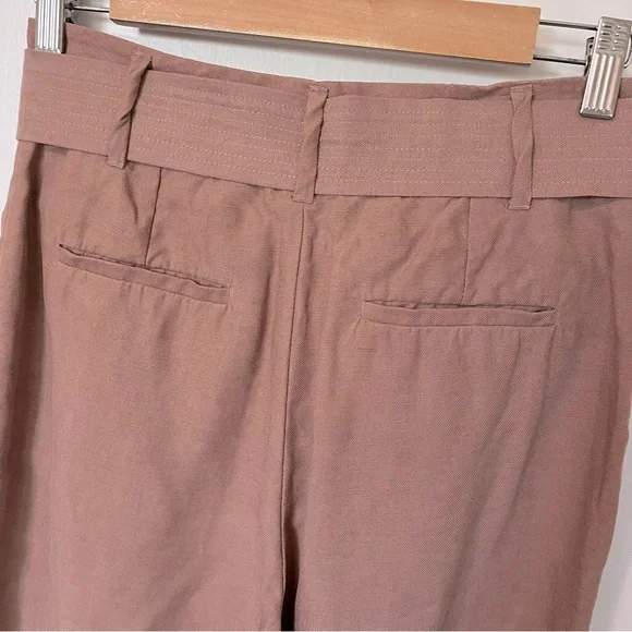 Aritzia Wilfred Jallade Tie Front High Rise Linen Blend Trouser Pant Pink size 6 - Picture 8 of 15